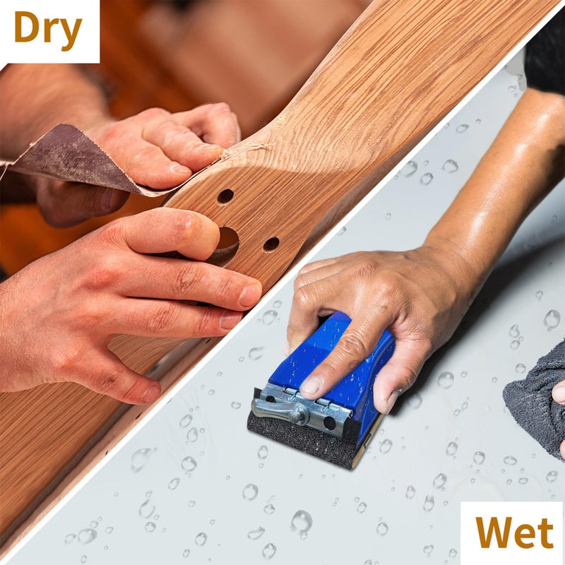 VRKET 3-in-1 Wet Dry Sandpaper Set 48 Sheets of 80 to 3000 Grit Sand Paper 1 Sandpaper Holder and 2 Sponges Sanding Block for Wood Furniture Finishing Metal Automotive Sanding Polish - Image 5